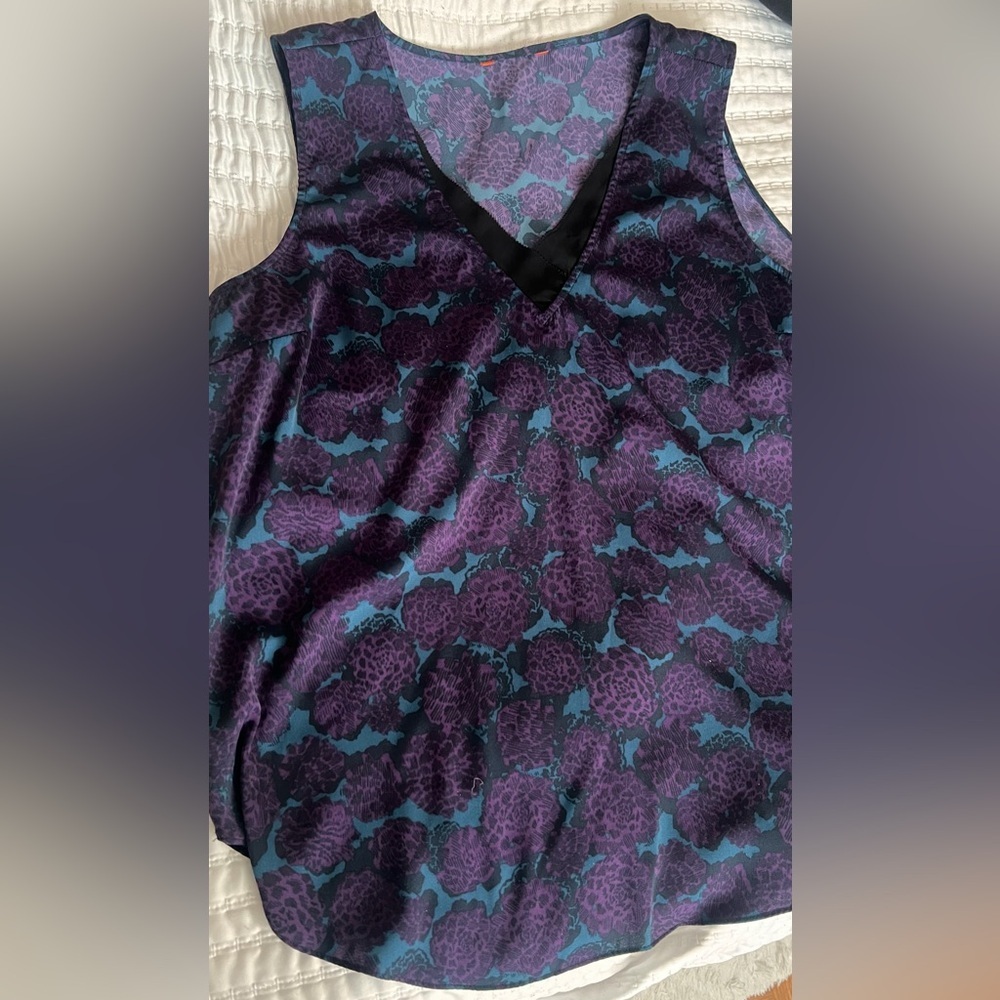 Joe Fresh Purple and Teal Floral Tank Top